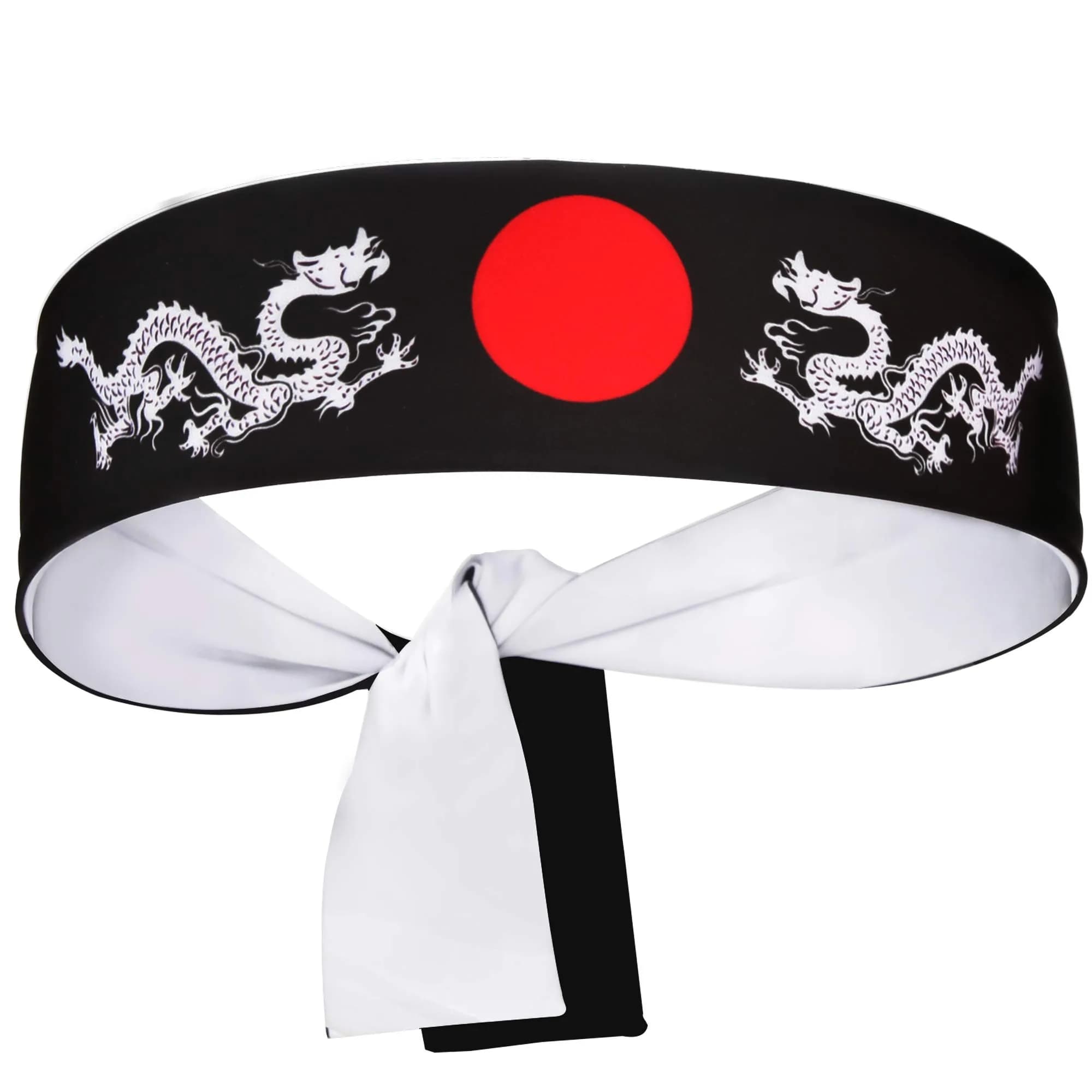 5Chaos Japanese Dragon Headband Hachimaki 5.8cm (2.3" W) x 96.5cm (38" L) | Reversible Bushido Head Wrap for Karate Cosplay Kitchen Chef Ninja Samurai Party Festival - main product image