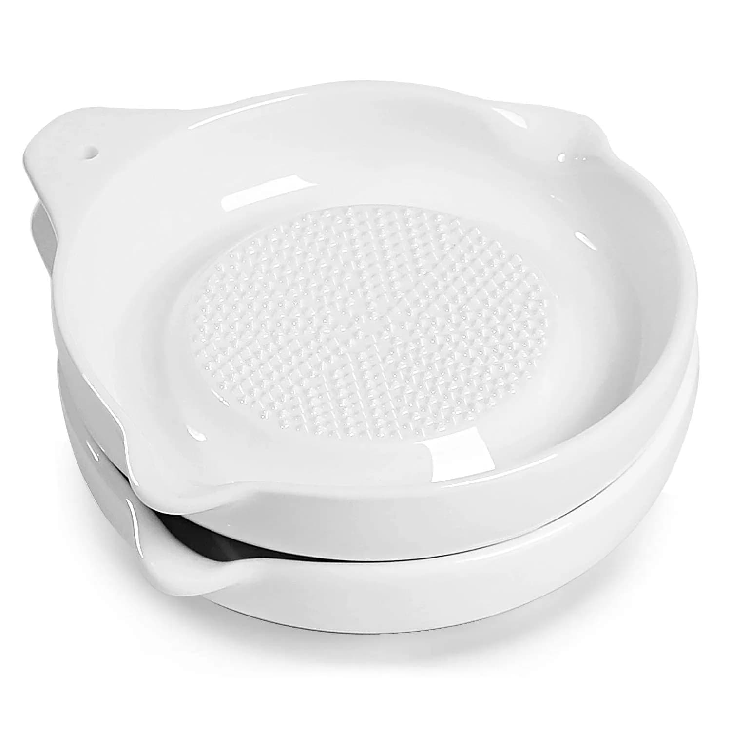 ONTUBE Ceramic Grater Plate for Ginger, Garlic, Onion (5.5" x 2 Pieces) | Dishwasher Safe & Multi-Function Kitchen Tool - main product image