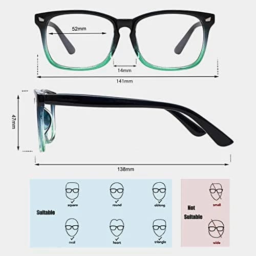 MAXJULI Blue Light Blocking Glasses,Full Rim Square Frame, Blue Gradient Green | Supports Better Sleep & Eye Comfort thumbnail 3