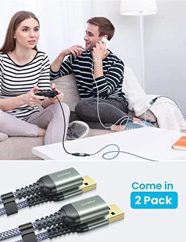 AINOPE 2 Pack USB 3.0 Extension Cable 10FT | High-Speed Data & Fast Charging with Reinforced Braided Material thumbnail 6