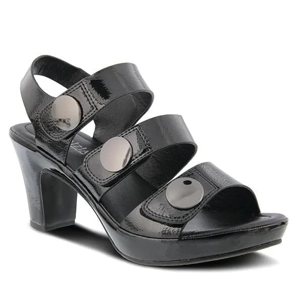PATRIZIA Triodee Sandals for Women - Casual Platform Slip-On with Adjustable Straps, Black Patent, US 9 thumbnail 3