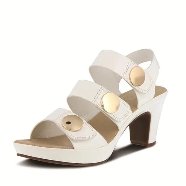 PATRIZIA Triodee Sandals for Women - Casual Platform Slip-On with Adjustable Straps, Black Patent, EU 38 / US 7.5-8 | 3" Heel, 3/4" Platform — White Patent
