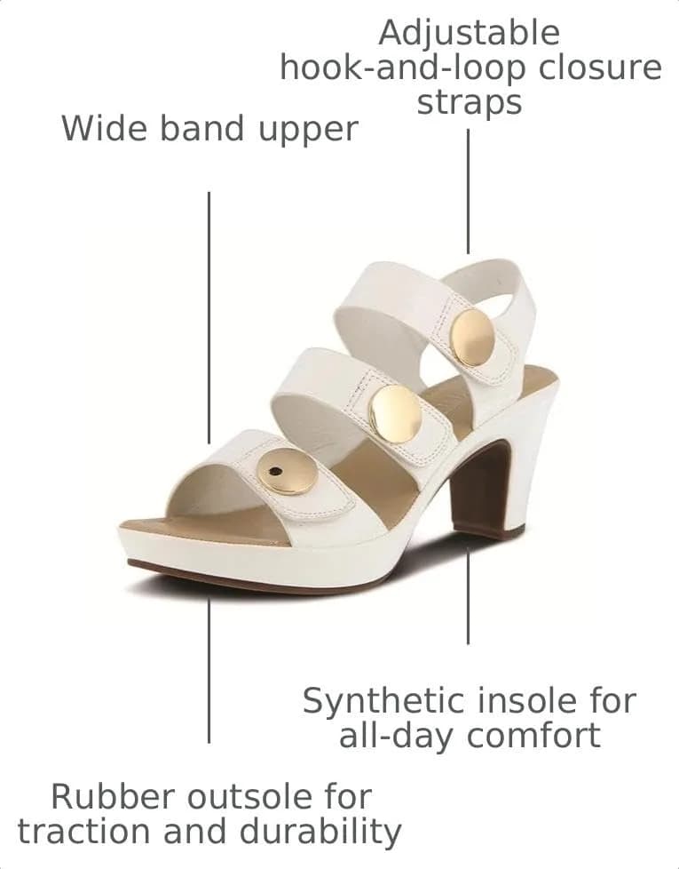 PATRIZIA Triodee Sandals for Women - Casual Platform Slip-On with Adjustable Straps, White Patent, US 9 thumbnail 5