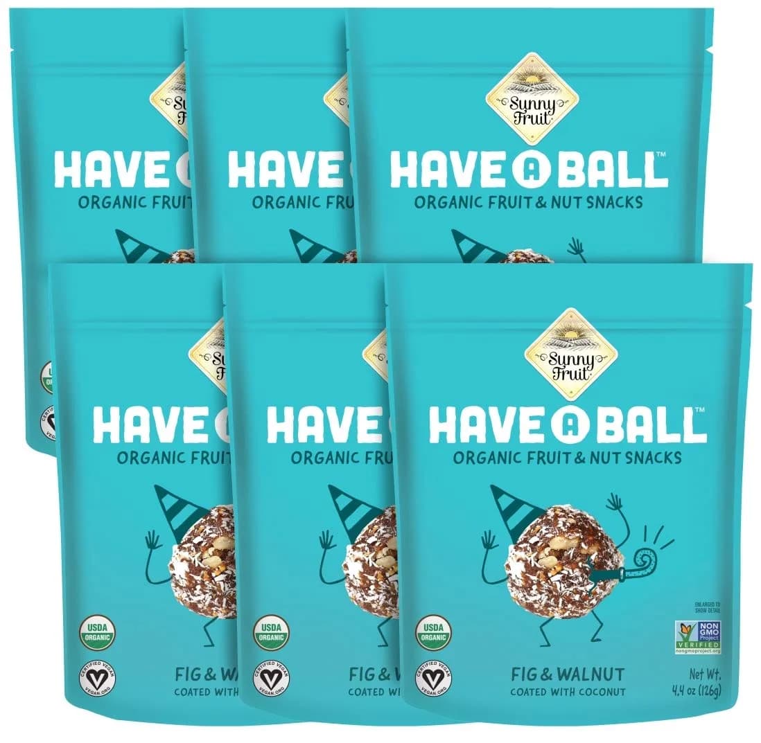 Sunny Fruit 100% RAW Fruit & Nut Snacks, Fig & Walnut, 6-Pack | Organic, Vegan, Gluten-Free, Kosher - main product image