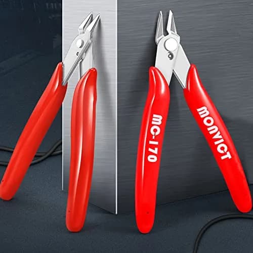MONVICT 5 Inch Micro Wire Cutters, Flush Cutters with Opening Spring & Ergonomic Handle | Cuts Soft Wire Up to 1.6mm thumbnail 2