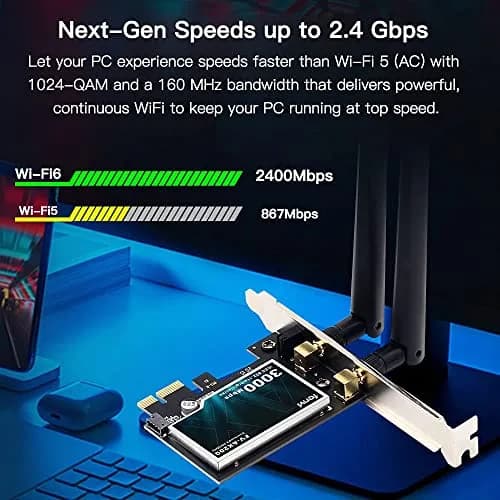 FENVI AX3000 WiFi 6 PCIe Card with Bluetooth 5.2, 3000Mbps Dual Band 802.11ax Network Adapter | MU-MIMO Gigabit WLAN for PC thumbnail 4