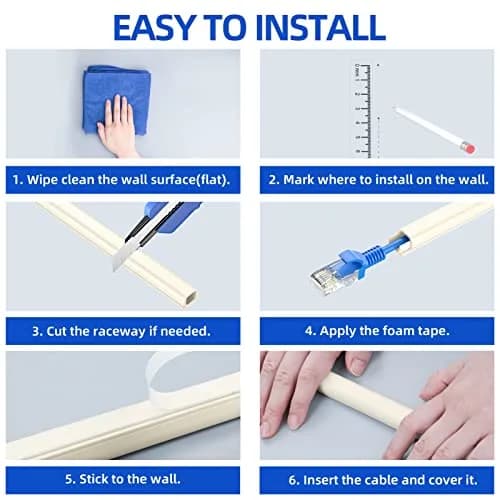 Delamu Beige Mini Cord Hider Raceway 3.6m (11.8ft) | Paintable Cable Cover for Single Wire thumbnail 8