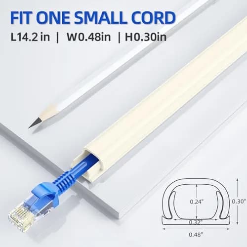Delamu Beige Mini Cord Hider Raceway 3.6m (11.8ft) | Paintable Cable Cover for Single Wire thumbnail 2