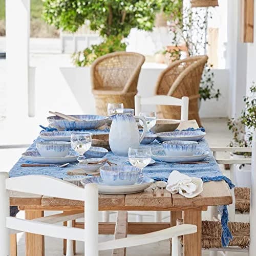 Costa Nova Ceramic Stoneware 11'' Oval Dinner Plate - Brisa Collection, Ria Blue | Microwave & Dishwasher Safe Tableware thumbnail 6
