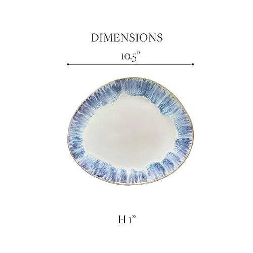 Costa Nova Ceramic Stoneware 11'' Oval Dinner Plate - Brisa Collection, Ria Blue | Microwave & Dishwasher Safe Tableware thumbnail 2