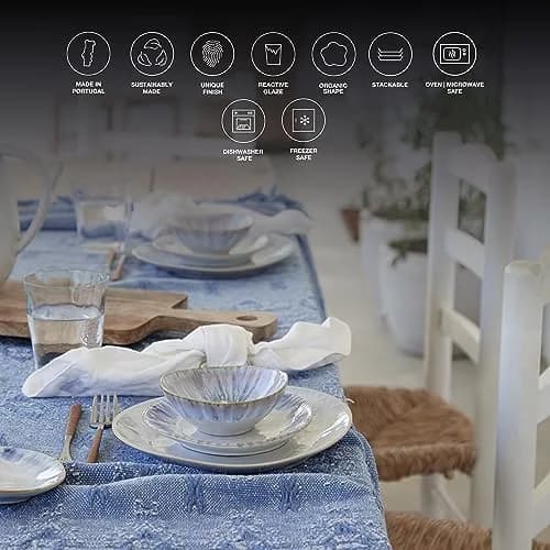 Costa Nova Ceramic Stoneware 11'' Oval Dinner Plate - Brisa Collection, Ria Blue | Microwave & Dishwasher Safe Tableware thumbnail 3