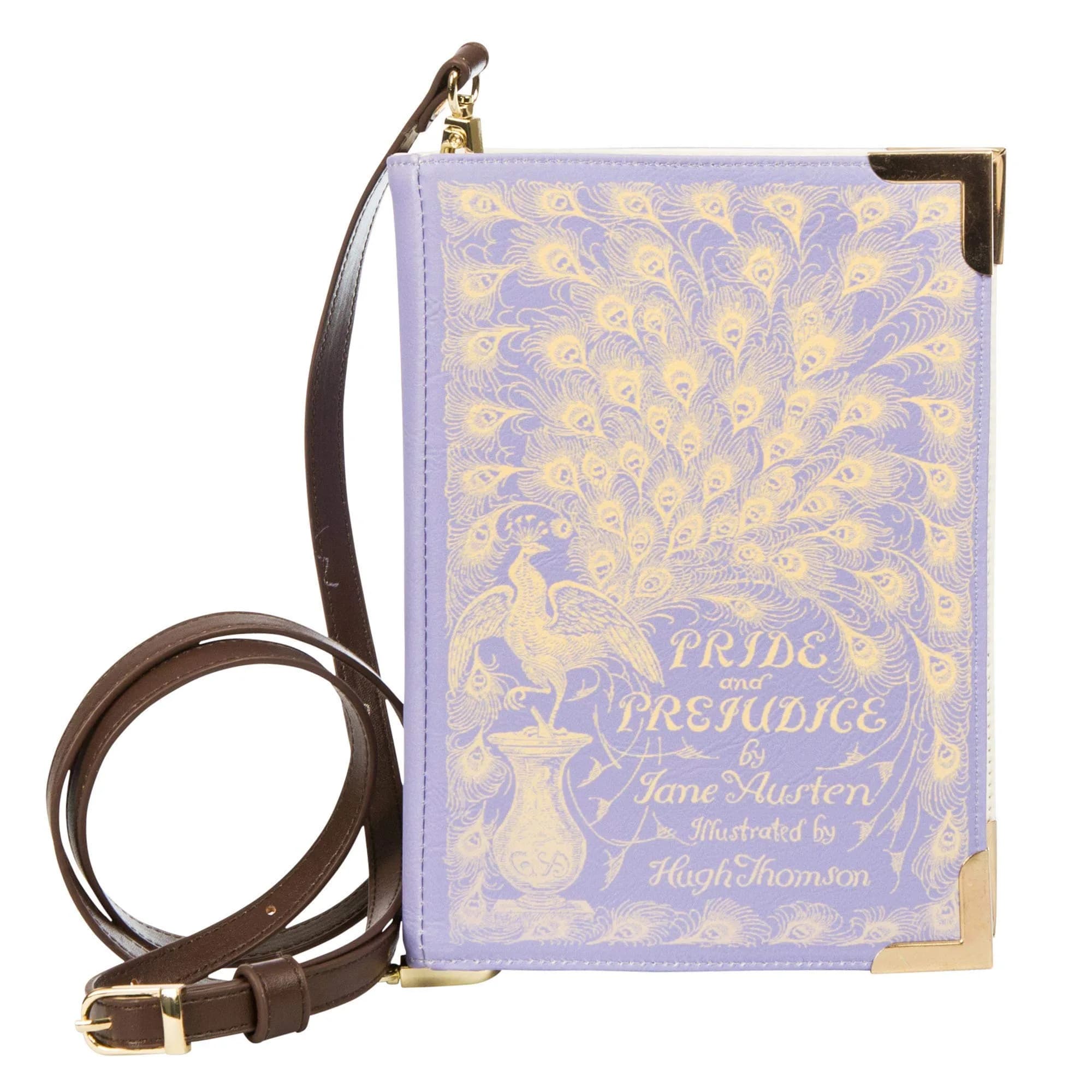 Well Read Alice in Wonderland Large Book Themed Purse for Literary Lovers – Handbag & Crossbody Bag, Faux Leather, 25x19x5cm — Pride and Prejudice Purple / Small
