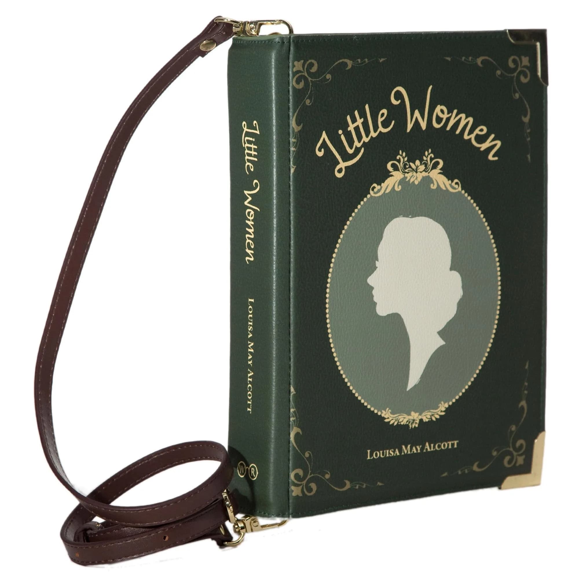 Well Read Alice in Wonderland Large Book Themed Purse for Literary Lovers – Handbag & Crossbody Bag, Faux Leather, 25x19x5cm — Little Women Green / Large