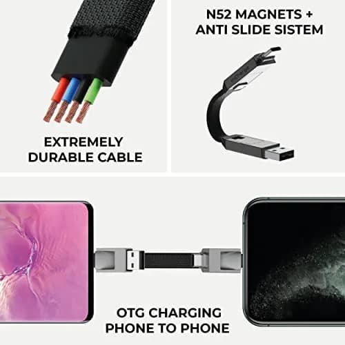 Rolling Square inCharge 6 Keychain USB C Charger Cable, Lightning & Micro-USB, 15W, Gold thumbnail 5