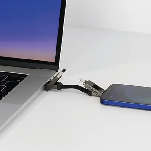 Rolling Square inCharge 6 Keychain USB C Charger Cable, Lightning & Micro-USB, 15W, Gold thumbnail 6