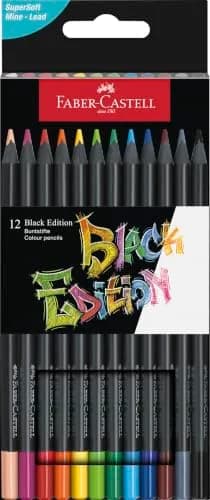 Faber-Castell Black Edition Colored Pencils, Classic (12 Count) | FSC Certified Wood thumbnail 1