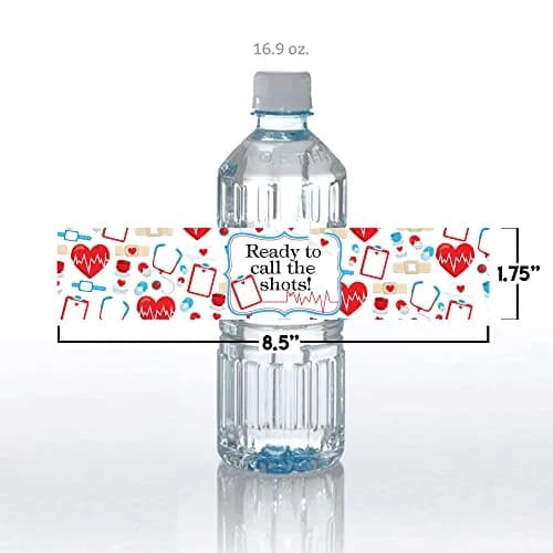 Amanda Creation Nurse Water Bottle Labels 1.75 x 8 Inch Waterproof Vinyl | Graduation Party Decor thumbnail 5