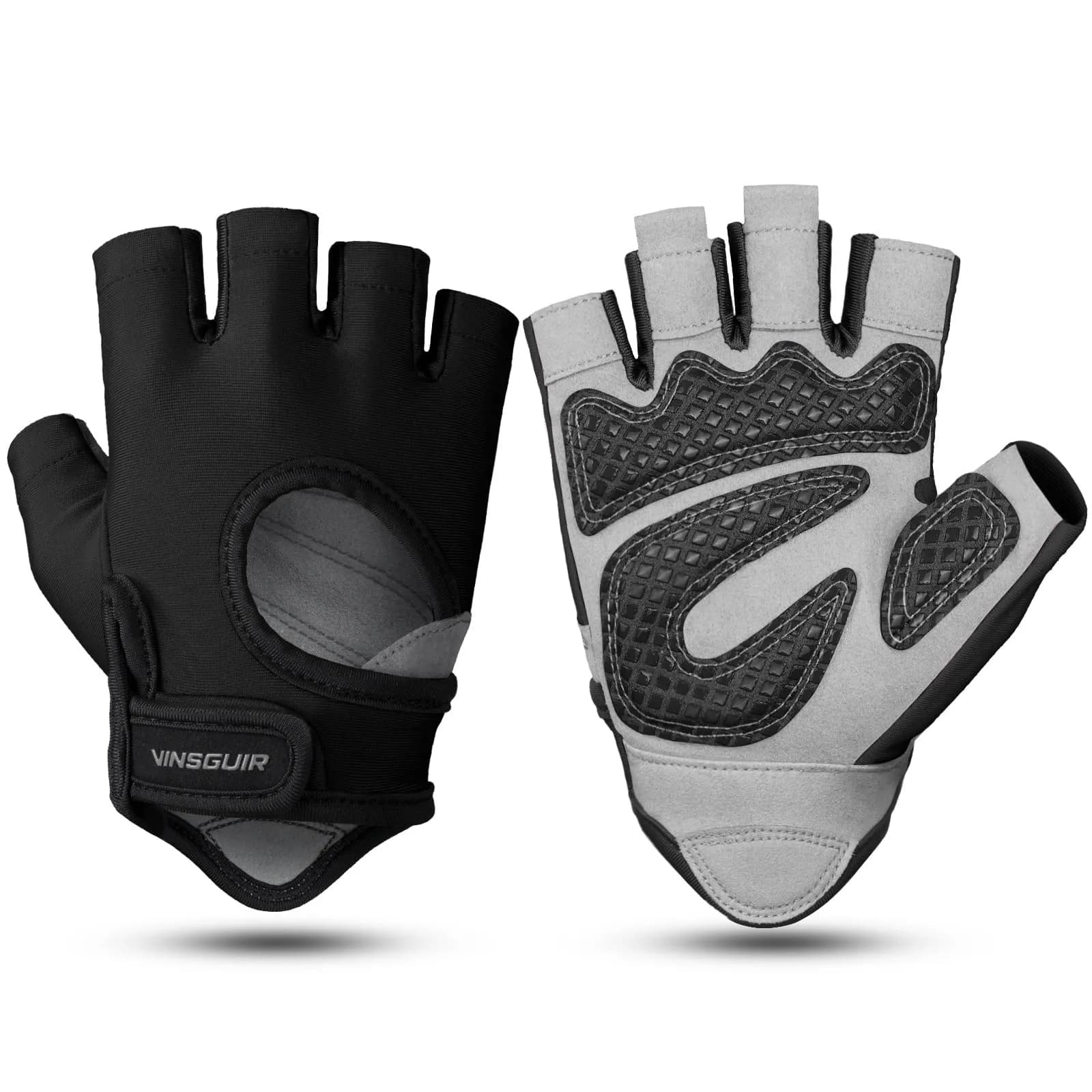 VINSGUIR Workout Gloves for Men and Women, Weight Lifting Gloves with Excellent Grip, Lightweight Gym Gloves - Large (Black) — Black / Small