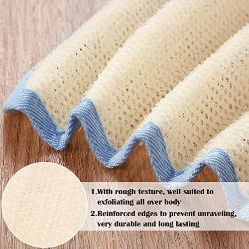 Tatuo 5 Pcs Exfoliating Washcloth Set with Blue Edge | Dual-Sided Scrub & Soft Texture for Face & Body thumbnail 3