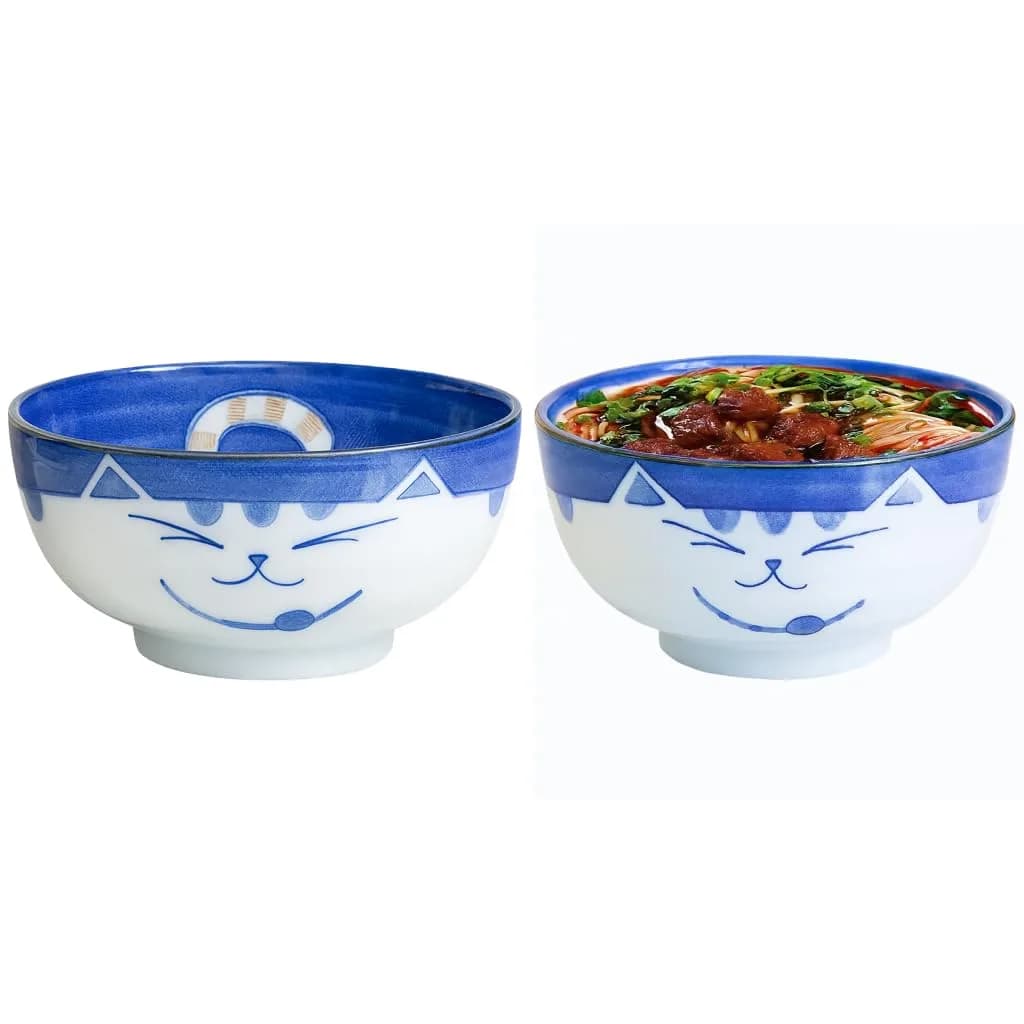 JapanBargain Set of 2 Japanese Large Porcelain Bowls 6.25-inch | Handcrafted Soup & Rice Bowls - main product image