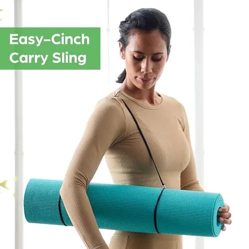 Gaiam Essentials Yoga Mat 6mm Non-Slip with Carrying Sling Teal | Extra Thick 6mm Non-Slip Textured Grip Surface Easy-Carry Sling Included Yoga Pilates & Floor Workouts 173cm x 61cm thumbnail 3