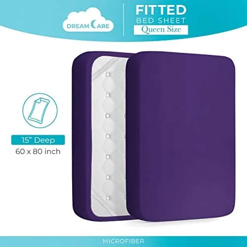 DREAMCARE Fitted Sheet Queen Size Deep Pocket 60 x 80 inches | Wrinkle-Resistant Microfiber, Hotel Luxury thumbnail 4