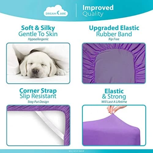 DREAMCARE Fitted Sheet Queen Size Deep Pocket 60 x 80 inches | Wrinkle-Resistant Microfiber, Hotel Luxury thumbnail 6