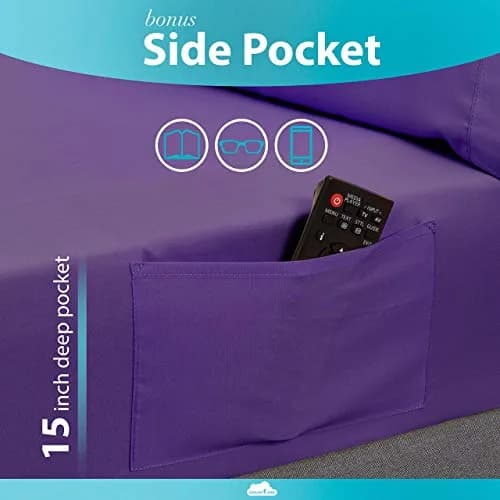 DREAMCARE Fitted Sheet Queen Size Deep Pocket 60 x 80 inches | Wrinkle-Resistant Microfiber, Hotel Luxury thumbnail 3