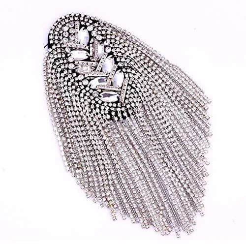 SXMFFHCG Beaded Crystal Shoulder Patches 2 Pieces | Fringe Tassel Epaulets for Clothing & Decor thumbnail 3