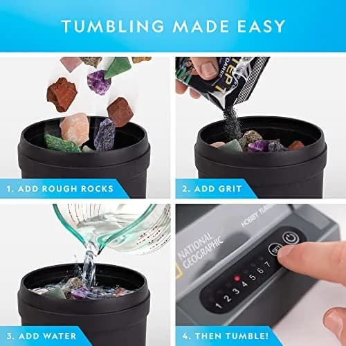 Blue Marble Hobby Rock Tumbler Kit for Kids & Beginners | Gemstone Polisher with GemFoam, 1/2 lb Rocks, All-in-One Science Kit thumbnail 3