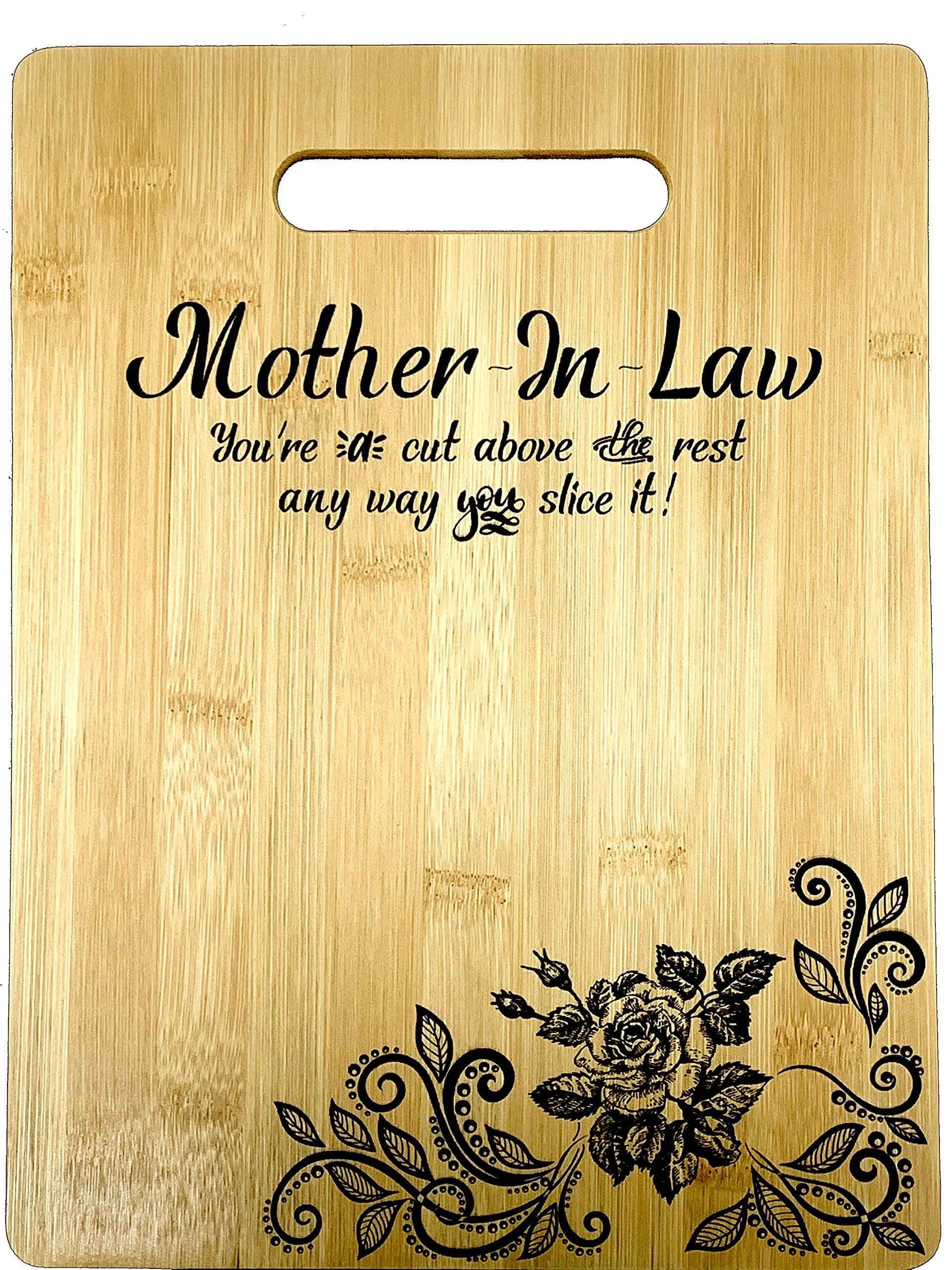Joel's Picks Engraved Bamboo Cutting Board 23.5cm x 32.4cm | Mother-in-Law Gift with Custom Quotes - main product image