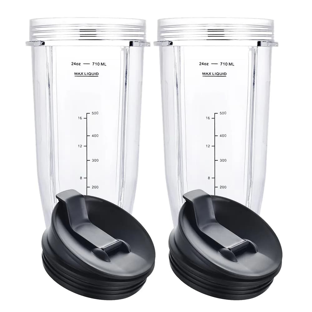 WWjiuyue 24oz Blender Cups with Sip & Seal Lids, 2-Pack | Compatible with Ninja Auto IQ Series BL480 BL481 BL482 BL490 BL640 BL680 BL450 - main product image