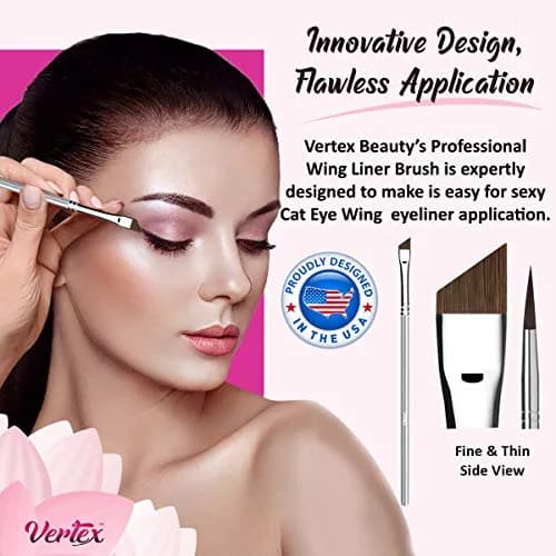 Vertex Angled Eyeliner Brush Slanted for Clean Lines | Precision Winged Liner for Gel & Liquid Liner thumbnail 2