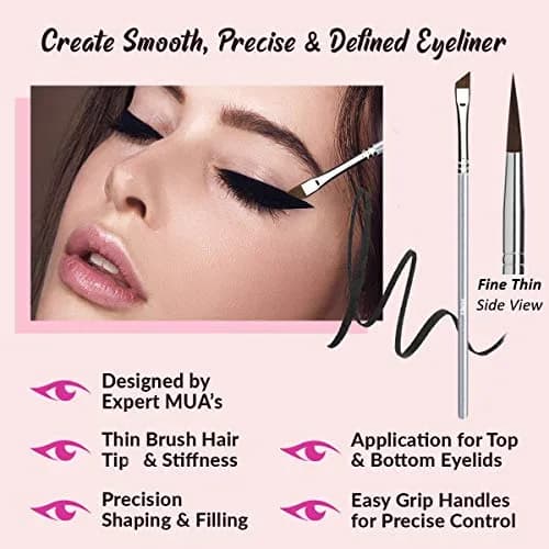 Vertex Angled Eyeliner Brush Slanted for Clean Lines | Precision Winged Liner for Gel & Liquid Liner thumbnail 3