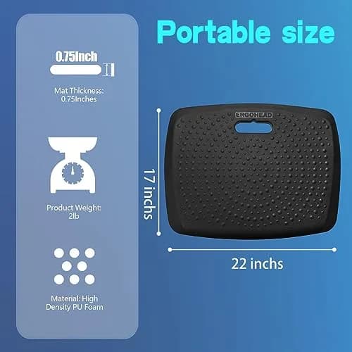 ergohead Anti Fatigue Kitchen Floor Mat Comfort Standing Mat, 17" x 22" | Relieves Fatigue & Supports Feet thumbnail 4