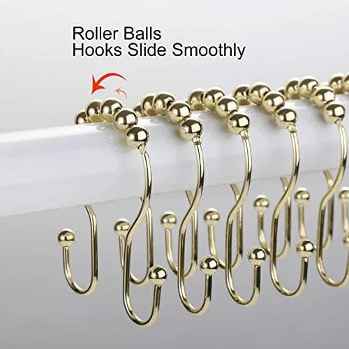 Goowin Shower Curtain Hooks, 12 Pcs Stainless Steel Gold | Rust Proof, Smooth Sliding, Elegant Design thumbnail 5