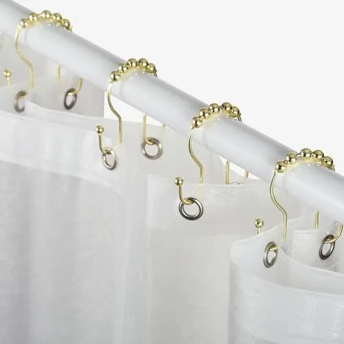 Goowin Shower Curtain Hooks, 12 Pcs Stainless Steel Gold | Rust Proof, Smooth Sliding, Elegant Design thumbnail 6