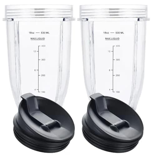 GahsElec 18oz Blender Cups with Sip & Seal Lids (2 Pack, 532ml) | Replacement Parts for Ninja Auto IQ Blenders thumbnail 1