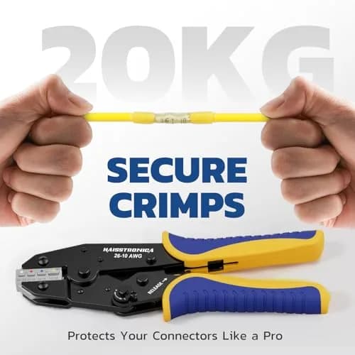 haisstronica Crimping Tool for Heat Shrink Connectors, AWG 26-10 | Precise Ratchet, Ergonomic Handle, 12-Month Warranty thumbnail 7