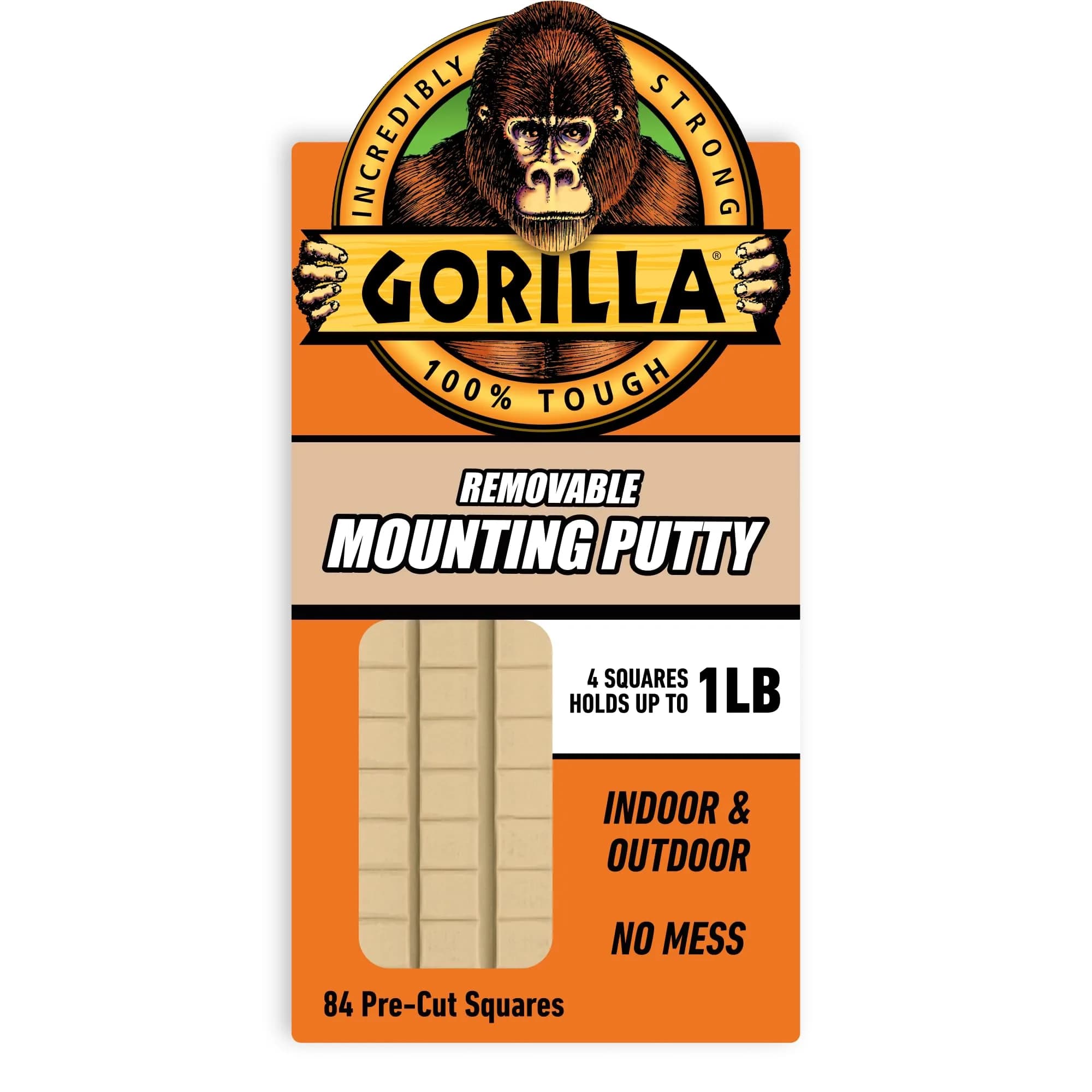 Gorilla Mounting Putty Natural Tan 2-Pack | Holds 2 lbs. Removable Adhesive — Tan