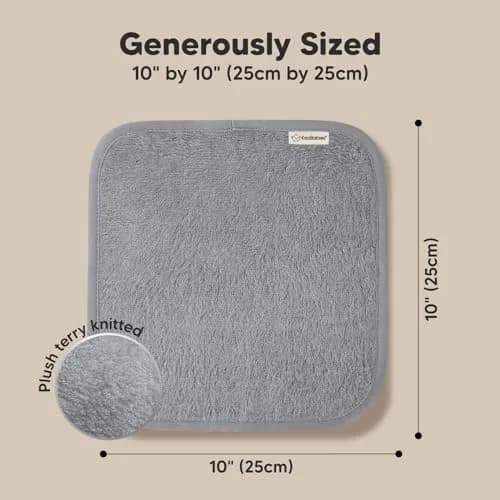 KeaBabies Baby Washcloths 10x10 in Cool Gray | Ultra-Soft Bamboo, Reusable & Absorbent for Gentle Baby Care thumbnail 4