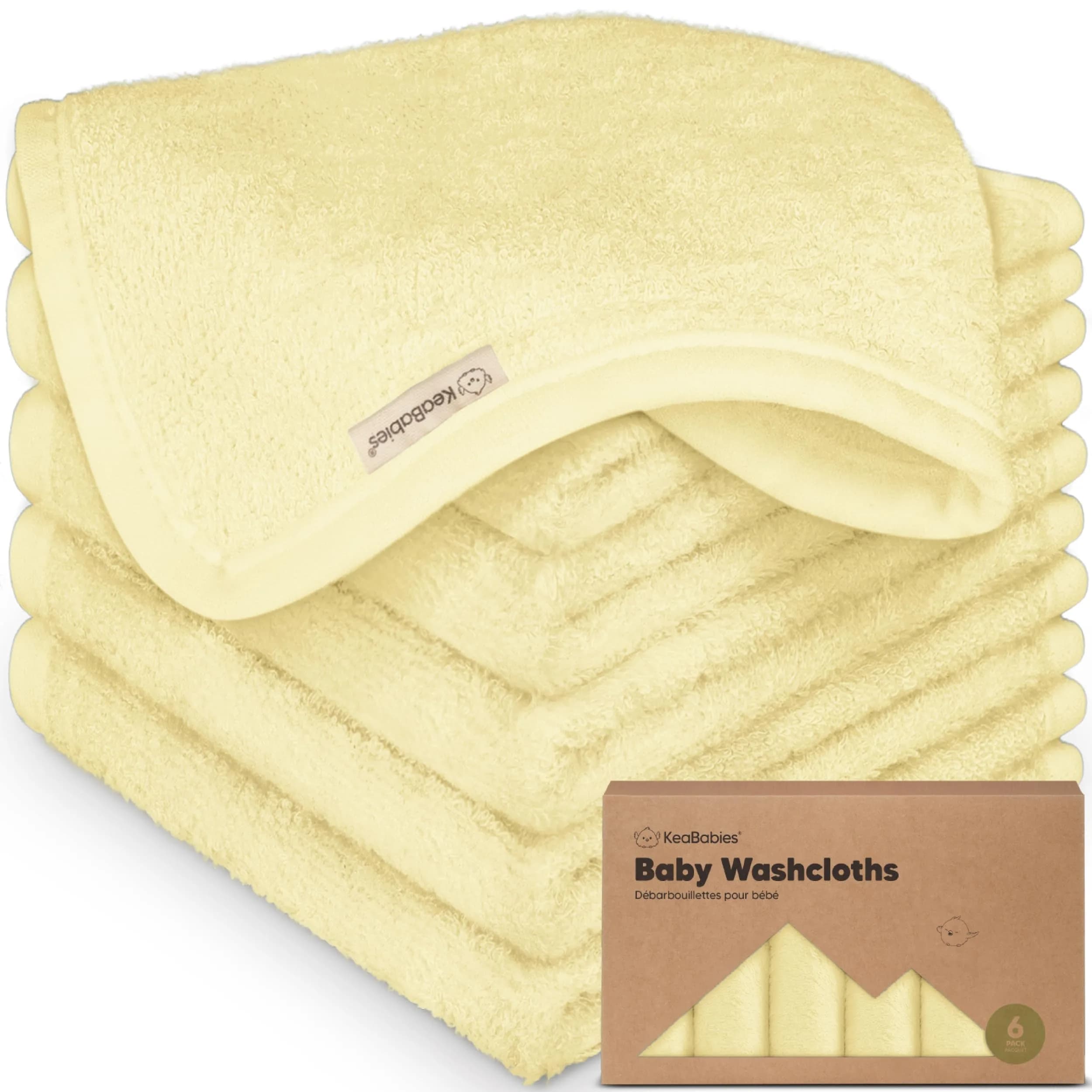 KeaBabies Baby Washcloths 6-Pack | Ultra-Soft Bamboo Face & Body Cloths for Newborns & Toddlers - main product image