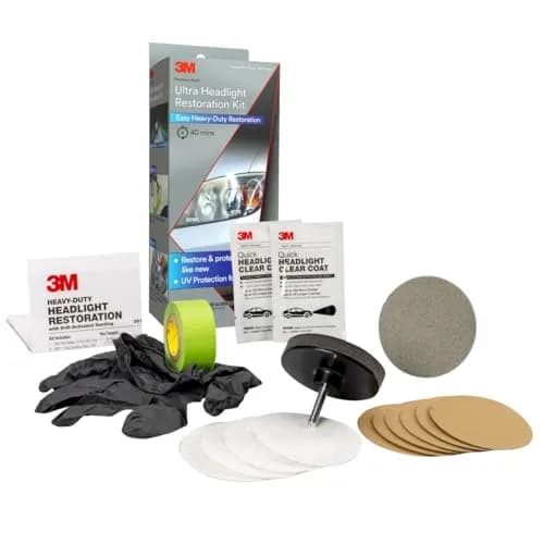3M Ultra Headlight Restoration Kit | Heavy-Duty Plastic Lens Restorer with Sanding Discs & UV Protectant thumbnail 1