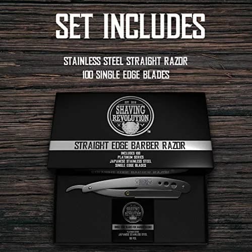 SHAVING REVOLUTION Straight Edge Barber Razor Kit with 100 Single Edge Blades | Professional Close Shave thumbnail 2