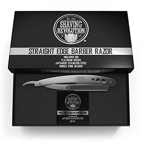 SHAVING REVOLUTION Straight Edge Barber Razor Kit with 100 Single Edge Blades | Professional Close Shave thumbnail 3