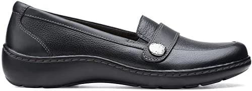 Clarks Women's Cora Daisy Loafer Black Tumbled Leather Wide | Fashion Casual Slip-On thumbnail 2
