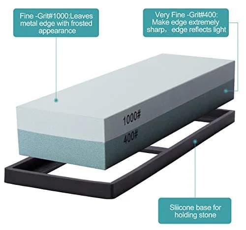 MIDO PROFESSIONAL ABRASIVE Knife Sharpening Stone 400/1000 Grit 1.46 lb (0.68 kg) | Dual-Sided Whetstone for Kitchen Knives thumbnail 2