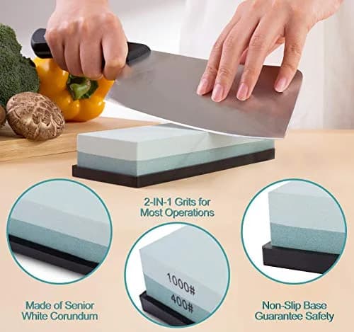 MIDO PROFESSIONAL ABRASIVE Knife Sharpening Stone 400/1000 Grit 1.46 lb (0.68 kg) | Dual-Sided Whetstone for Kitchen Knives thumbnail 3