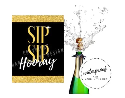 Harper & Ivy Designs 70th Birthday Wine Bottle Labels | Funny Black Gold Cheers to 70 Years (100 words) thumbnail 7