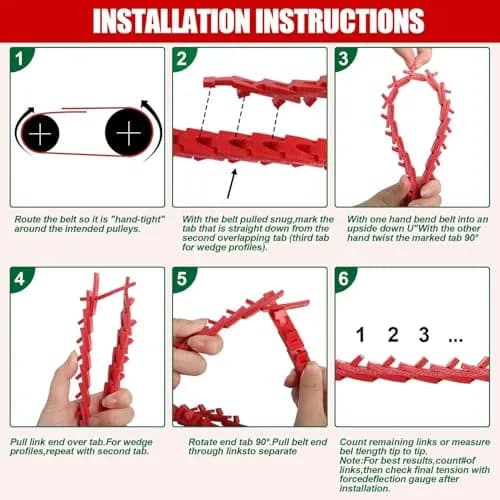 Poweka 1/2-Inch x 5-Feet Adjustable Link Drive V-Belt | Vibration-Free Industrial Transmission Belt thumbnail 3